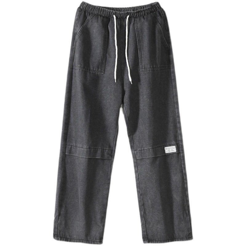 Spring and autumn straight-leg jeans for men, loose fashion brand ins, Japanese retro high street style, Hong Kong style, floor-hugging, sagging Harem pants Item Picture